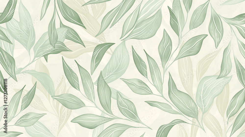 Fototapeta premium seamless pattern with leaves, Seamless doodle botanicals pattern in a grunge, texture
