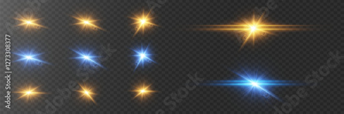 The effect of luminous glare, realistic flashes of stars and rays.