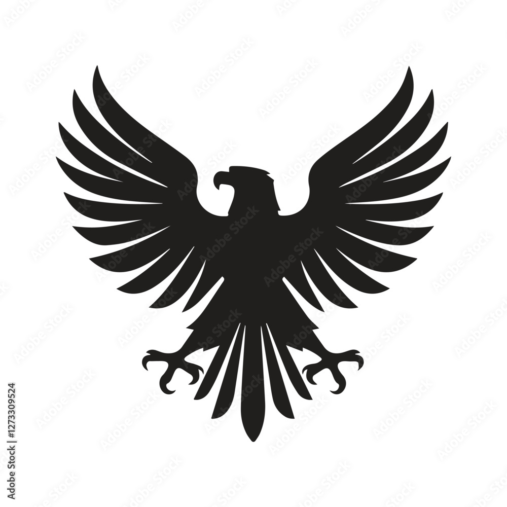 Obraz premium Black silhouette eagle icon logo