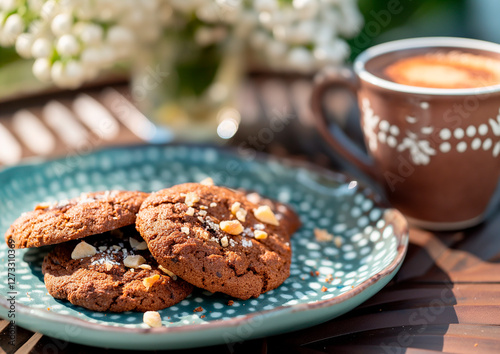 food photography French sweet cocoa cookies, color 2025