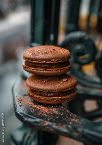 food photography French sweet cocoa cookies, color 2025