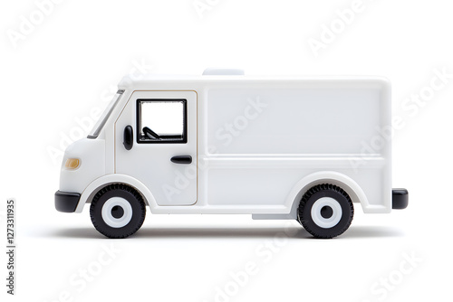 White food truck side view isolated white background
