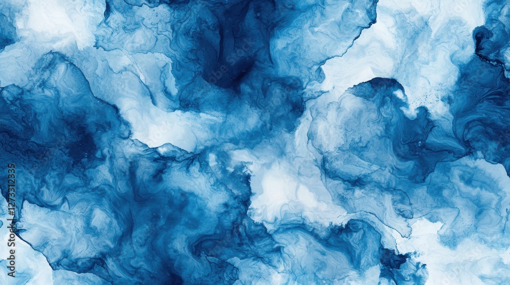 Naklejka premium Artistic Indigo Tie-Dye Seamless Pattern with Glowing Effects