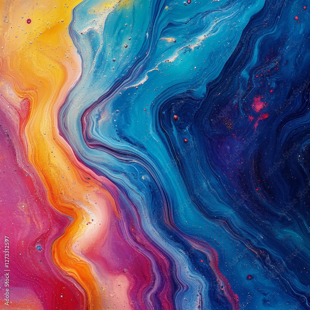 Abstract Colorful Fluid Flow with a Grainy Texture, Generative AI Abstract Colorful Fluid Flow with a Grainy Texture, Generative AI
