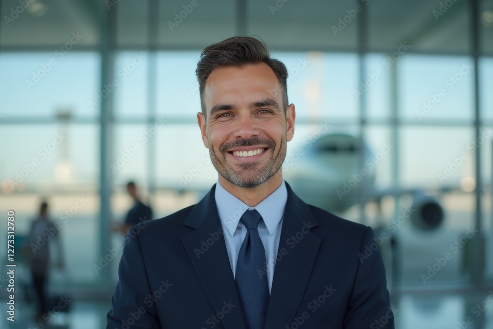 Head and shoulders Portrait of an elegant stylish Ecuadorean 50 years old male flight attendant in uniform. Head and shoulders Portrait of an elegant stylish Ecuadorean 50 years old male flight attendant in uniform.