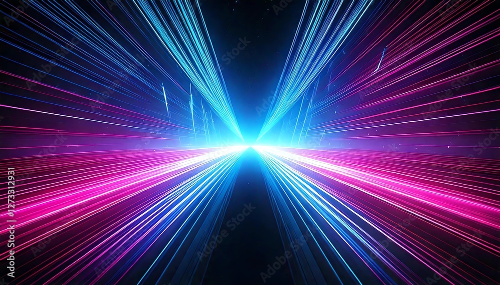 Obraz premium 光 輝き 集中線 速度 躍動感 未来 宇宙 空間 異次元 幻想 夢想 創造 探求 希望 挑戦 冒険 興奮 熱狂 刺激 変化