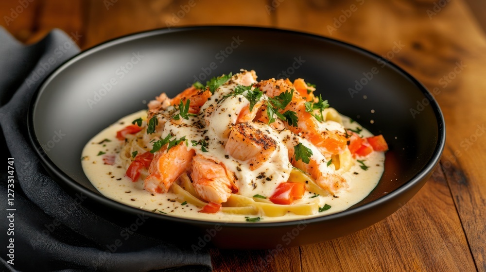 Creamy Salmon Pasta Dish with Fresh Herbs and Vegetables Creamy Salmon Pasta Dish with Fresh Herbs and Vegetables