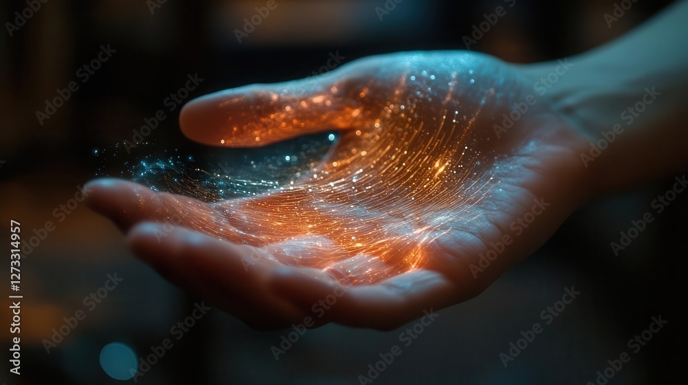 Fototapeta premium Scalable images, close-up of hands zooming in on a vector file, sharp lines visible