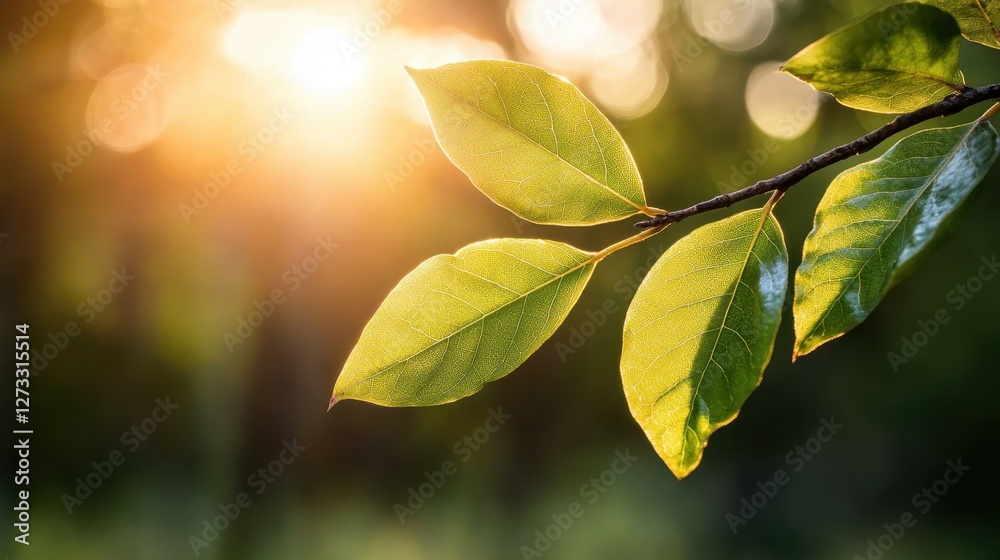 A captivating close-up of green leaves basking in the warm glow of sunlight, exemplifying nature's beauty and the peaceful atmosphere that accompanies it. A captivating close-up of green leaves basking in the warm glow of sunlight, exemplifying nature's beauty and the peaceful atmosphere that accompanies it.