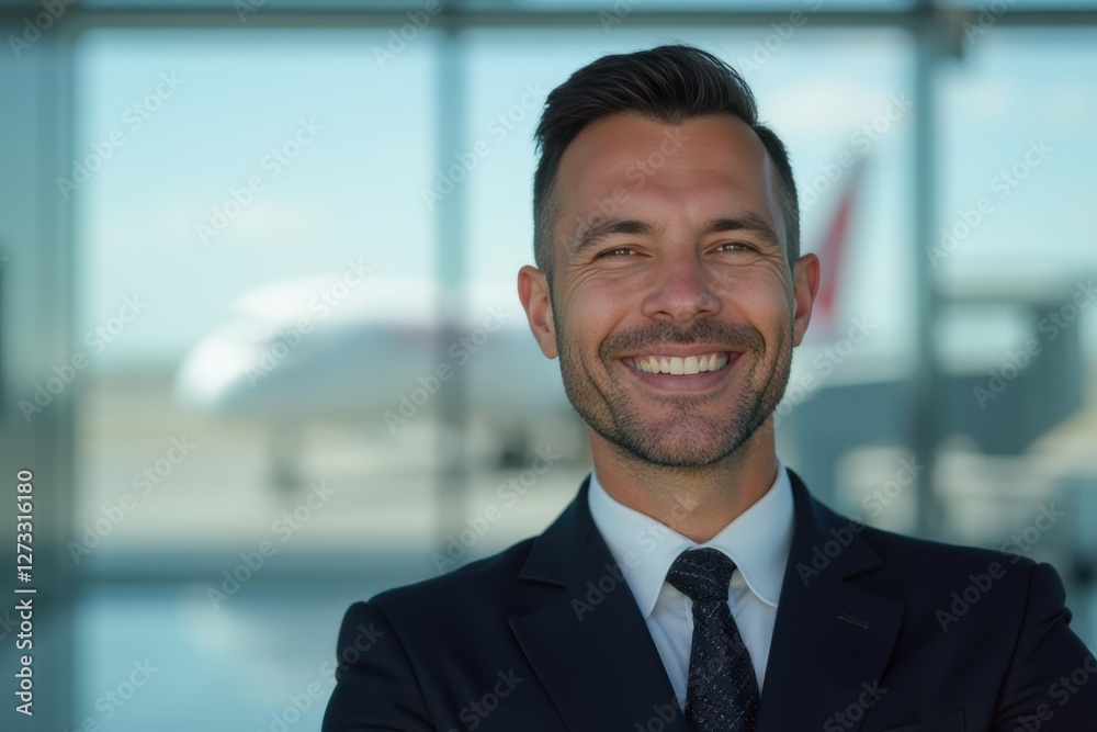 Head and shoulders Portrait of an elegant stylish Guatemalan 50 years old male flight attendant in uniform. Head and shoulders Portrait of an elegant stylish Guatemalan 50 years old male flight attendant in uniform.