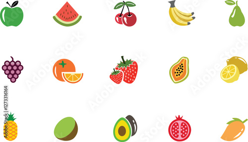 set of fruits and berries