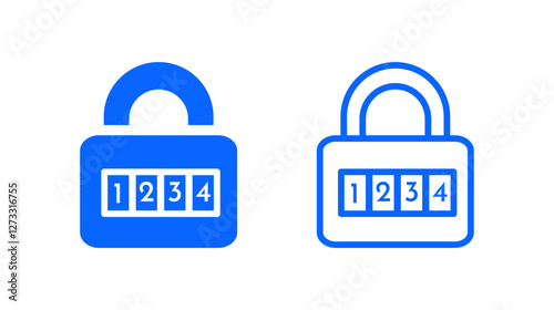 Two vibrant combination lock icon with number password, perfect for enhancing digital security interfaces and educational content.