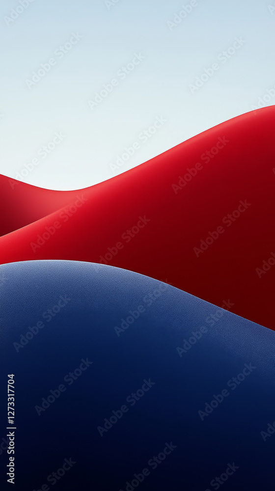 Naklejka premium Smooth red and blue abstract waves create calming effect