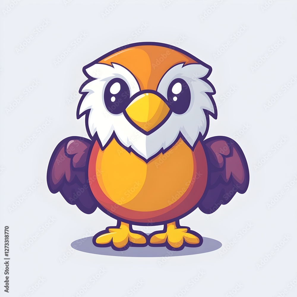 Cartoon Eagle with Solid Color Background Cartoon Eagle with Solid Color Background