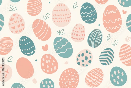 Colorful Minimalist Seamless Pattern of Easter Eggs for Spring Decor