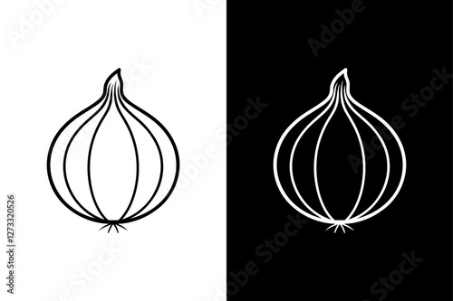 Minimalist Onion Icon. Perfect Line Drawings for Menus & Cookbooks