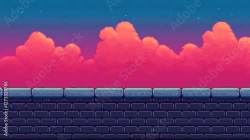 Retro Pixelated Background in Blue and Pink High Fidelity Design