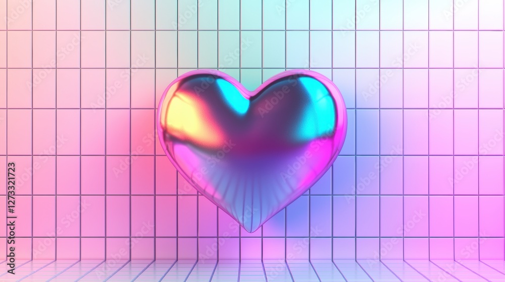 Colorful Heart with Gradient Background in High Fidelity Render
