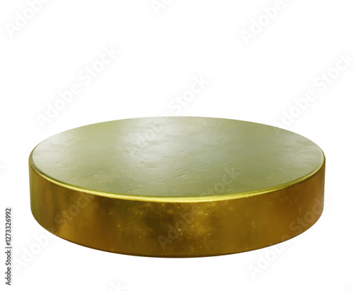 Gold podium cylinder 3D vector illustration
