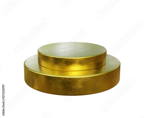 Gold podium cylinder 3D vector illustration