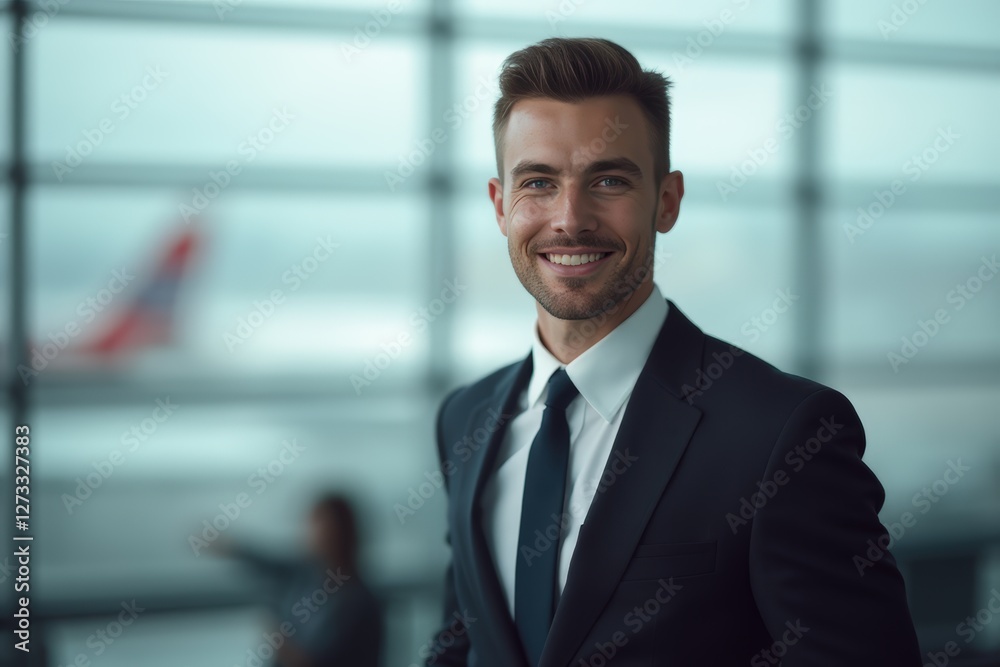 Head and shoulders Portrait of an elegant stylish Norwegian 50 years old male flight attendant in uniform. Head and shoulders Portrait of an elegant stylish Norwegian 50 years old male flight attendant in uniform.