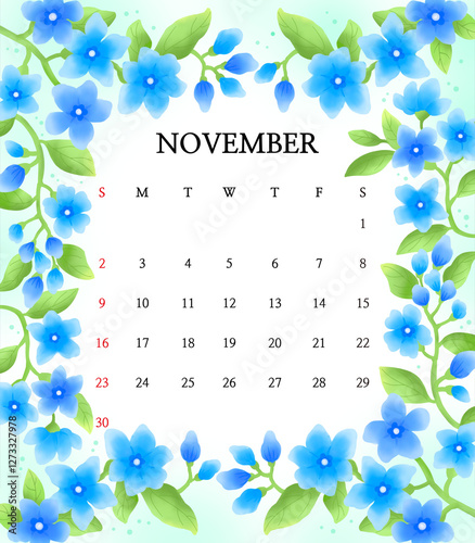Watercolor, flower, pastel, background, detail, winter, spring, calendar, four seasons, illustration, summer, fall, calendar illustration