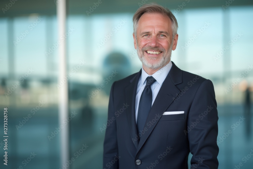 Head and shoulders Portrait of an elegant stylish Polish 50 years old male flight attendant in uniform. Head and shoulders Portrait of an elegant stylish Polish 50 years old male flight attendant in uniform.