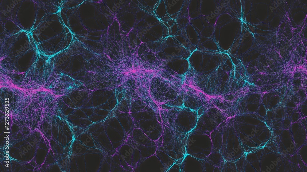 Abstract Neural Network Visualization Showing Interconnected Fibers Abstract Neural Network Visualization Showing Interconnected Fibers