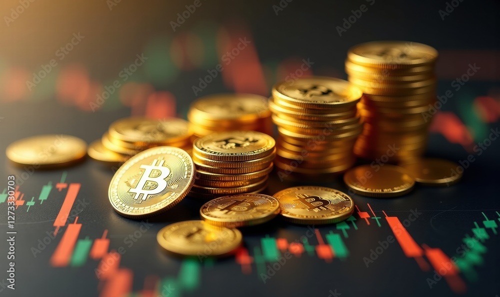 A close-up of Bitcoin coins stacked on a financial chart, symbolizing the rise of cryptocurrency in modern finance and investment. A close-up of Bitcoin coins stacked on a financial chart, symbolizing the rise of cryptocurrency in modern finance and investment.