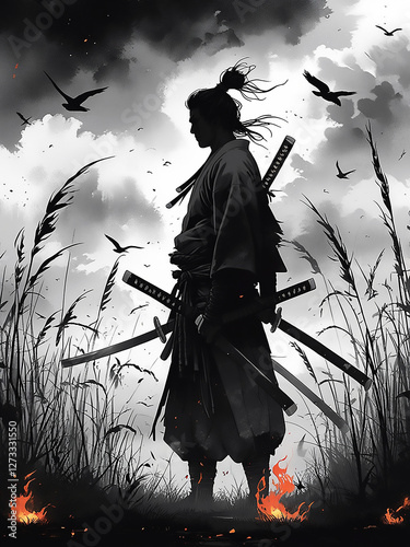 silhouette of a samurai 