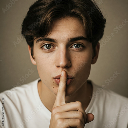 finger at lips Asks for silence