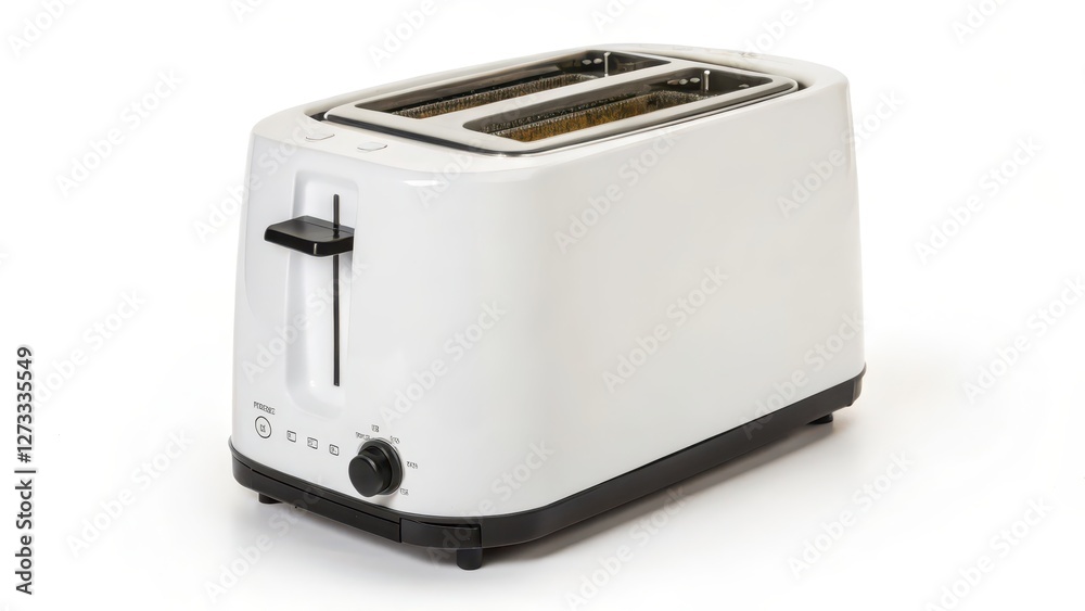White Two-Slice Toaster on White Background White Two-Slice Toaster on White Background