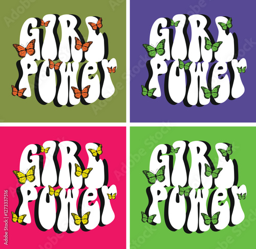 Typography print design of Girl Power color combo