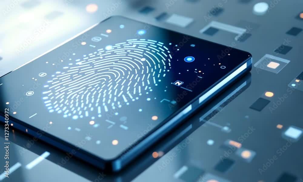 Fingerprint scan, digital security, tech surface, future tech, website banner
