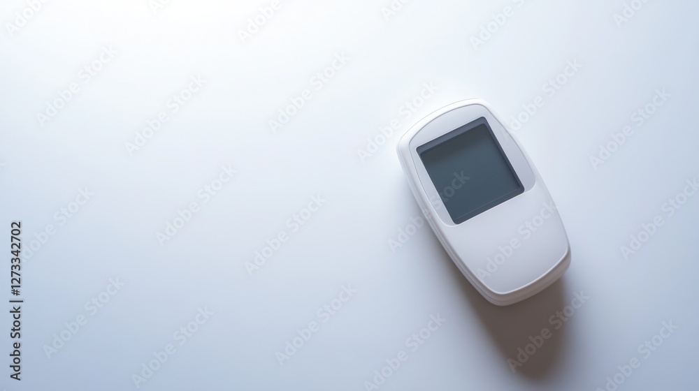 A glucose meter with a precise blood sugar reading. Featuring health tracking and diabetes care A glucose meter with a precise blood sugar reading. Featuring health tracking and diabetes care