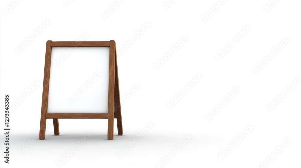 Blank Wooden A-frame Signboard Mockup on White Background Blank Wooden A-frame Signboard Mockup on White Background