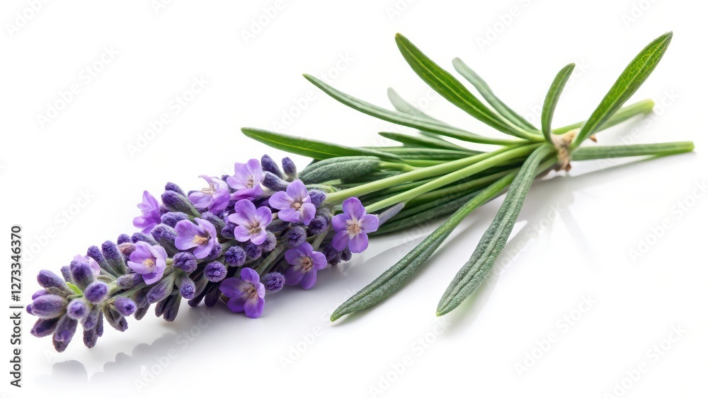 Obraz premium Lavender Sprig on White Background