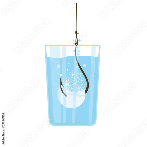 Hooked Effervescent Tablet in Water.
