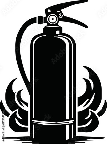 fire extinguisher vector, fire killer, fire reel hose on isolated background. Fire extinguisher icon in flat icon design