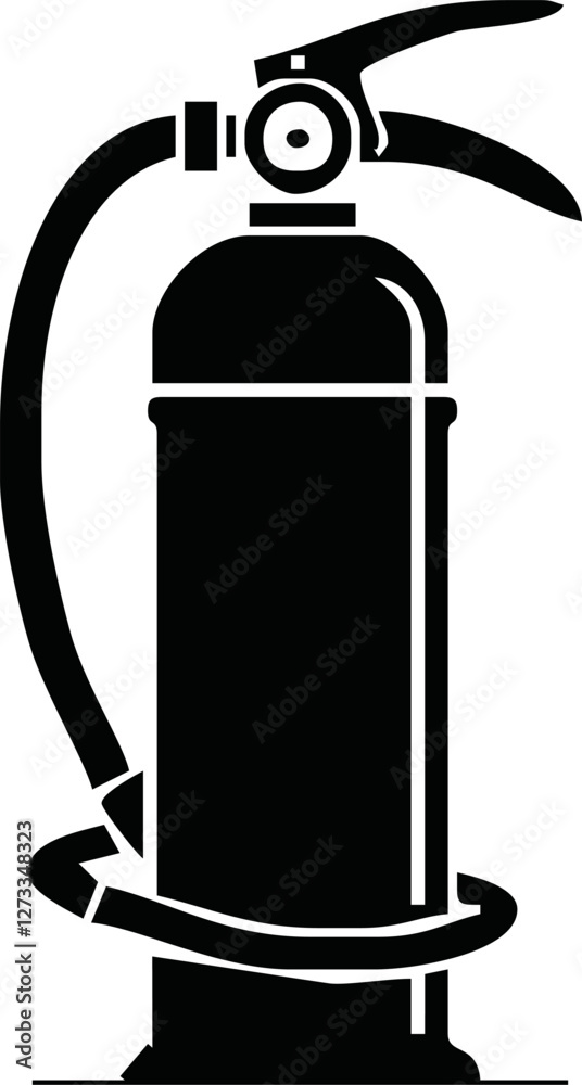 fire extinguisher vector, fire killer, fire reel hose on isolated background. Fire extinguisher icon in flat icon design
