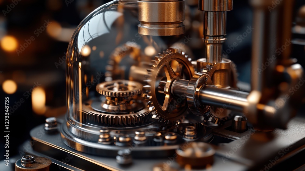 Intricate Clockwork Mechanism Under Glass Dome: A Masterpiece of Engineering Intricate Clockwork Mechanism Under Glass Dome: A Masterpiece of Engineering