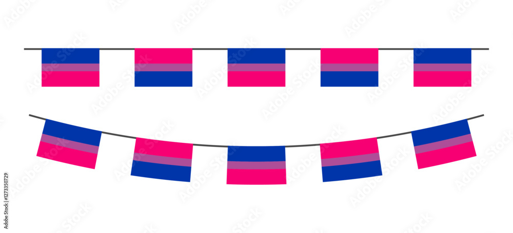 Pride month LGBT flags garlands with pennants. Vector buntings set. Footer and banner background