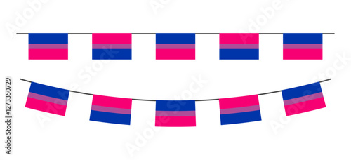 Pride month LGBT flags garlands with pennants. Vector buntings set. Footer and banner background