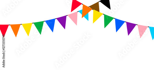 Pride month LGBT flags garlands with pennants. Vector buntings set. Footer and banner background
