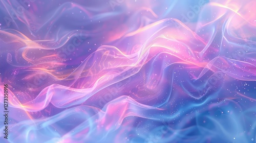 Abstract trendy holographic background. hologram gradient background with metalic waves.