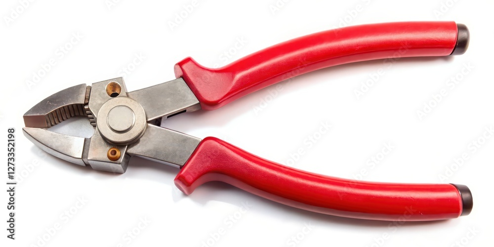 Red-handled Diagonal Cutting Pliers on White Background Red-handled Diagonal Cutting Pliers on White Background