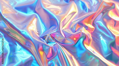 Abstract trendy holographic background. hologram gradient background with metalic waves.