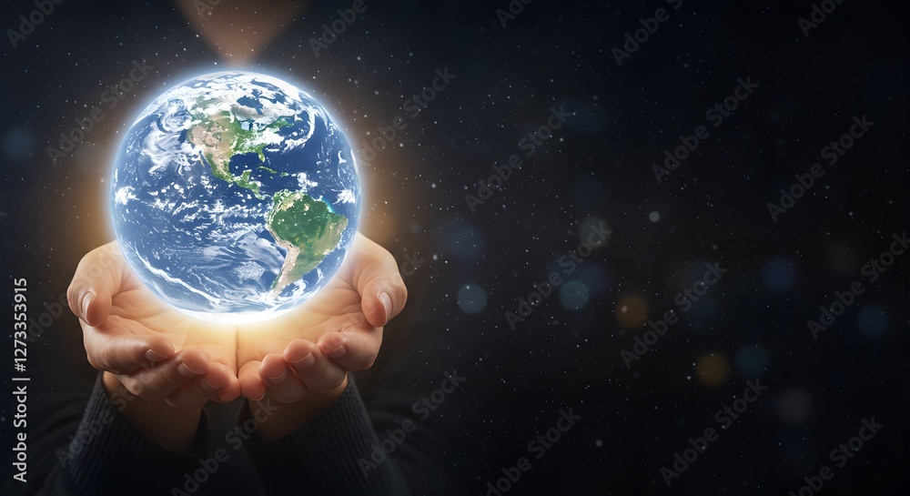 Gentle hands cradle the Earth, a luminous sphere of life, radiating cosmic beauty and infinite possibilities, symbolizing humanity’s delicate connection with the universe.
Gentle hands cradle the Earth, a luminous sphere of life, radiating cosmic beauty and infinite possibilities, symbolizing humanity’s delicate connection with the universe.
