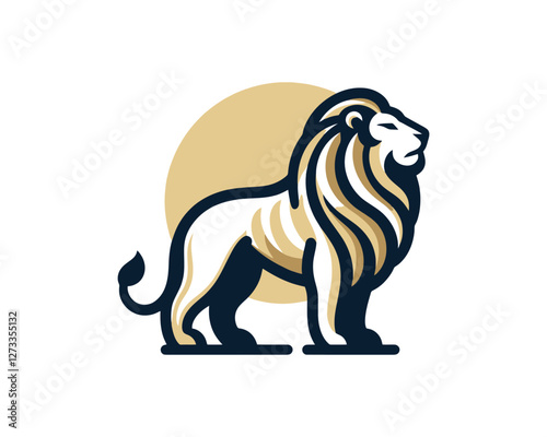 Lion Full Body Logo Design Vector Template. 