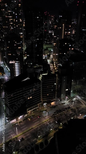 View of Shinjuku buildings at nighttime